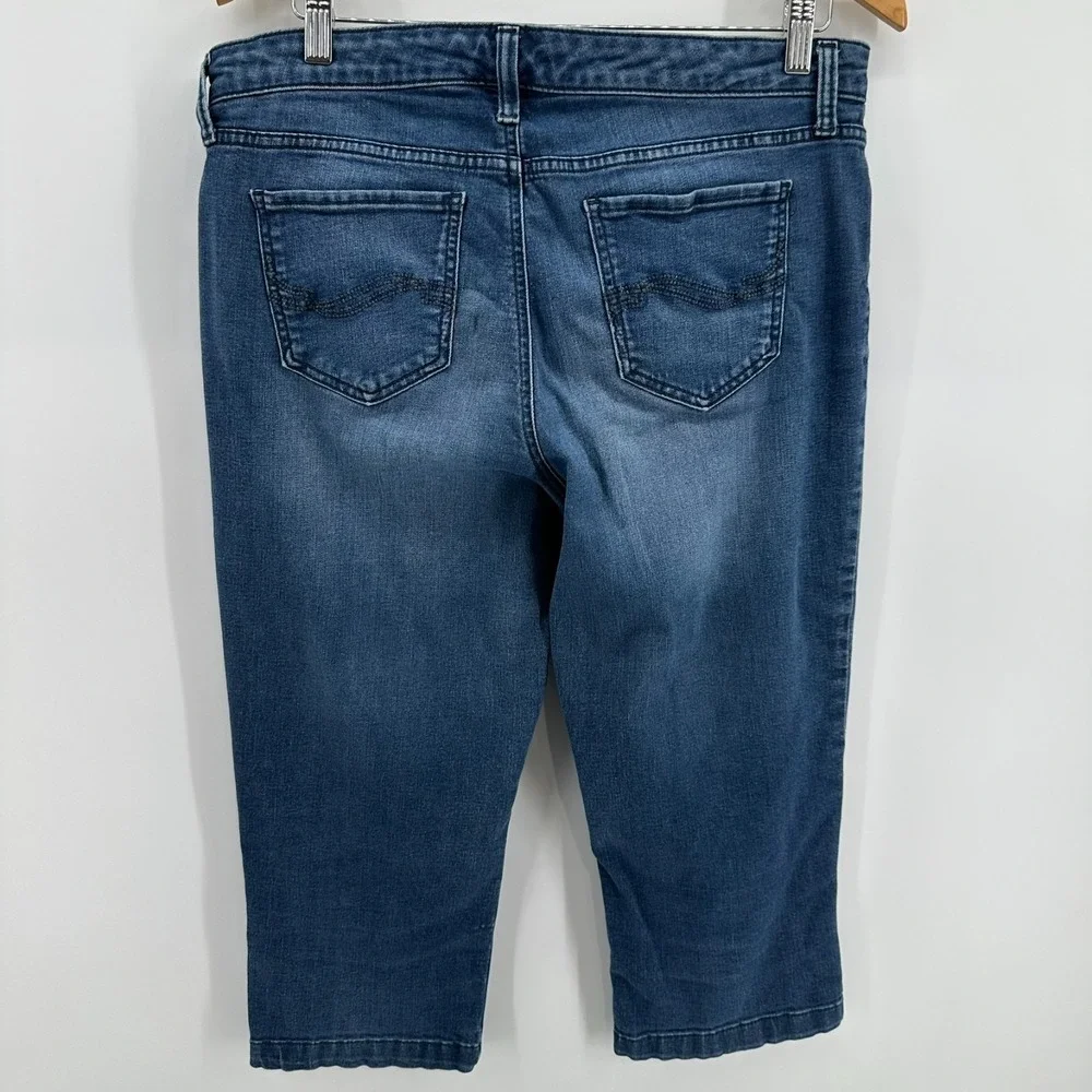 Croft & Barrow Capri Jeans Womens 12 Blue Denim Medium Wash Stretch Comfort